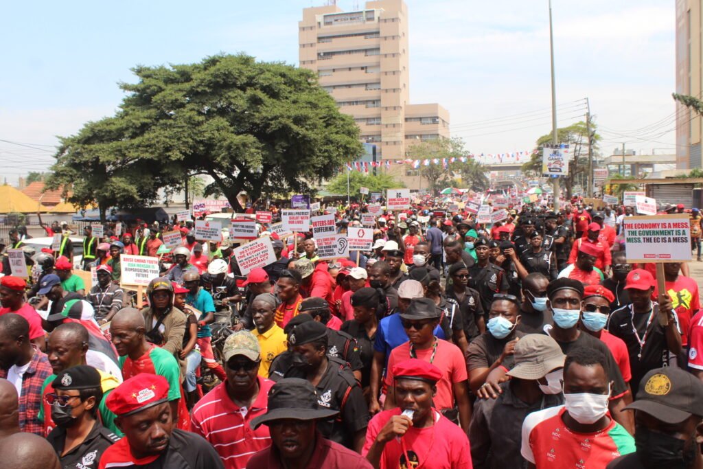 The NDC demonstrators in Accra. Photo.. Ebo Gorman