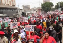 The NDC demonstrators in Accra. Photo.. Ebo Gorman