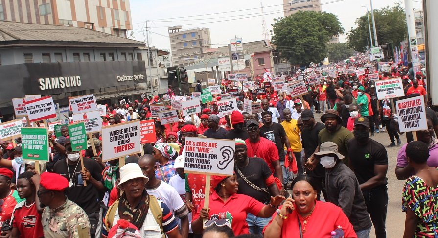The NDC demonstrators in Accra. Photo.. Ebo Gorman