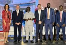 • Lord Collins (second from left) with other dignitaries Photo: Stephanie Birikorang