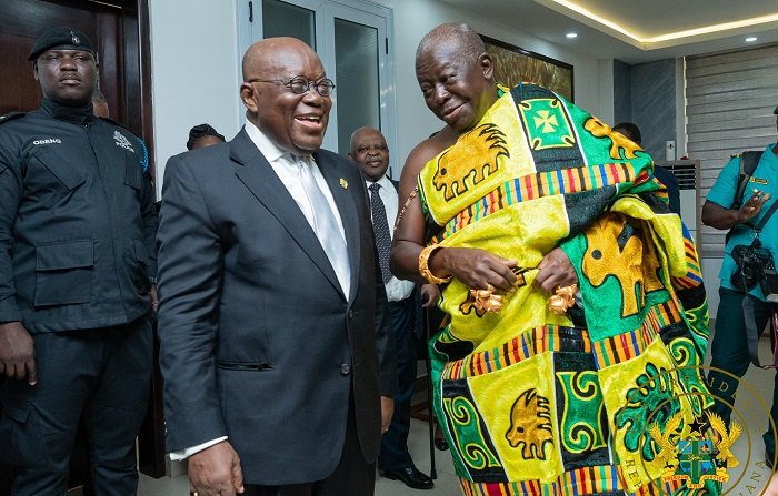 •
President Akufo-Addo (left) interacting with Otumfuo Osei Tutu II