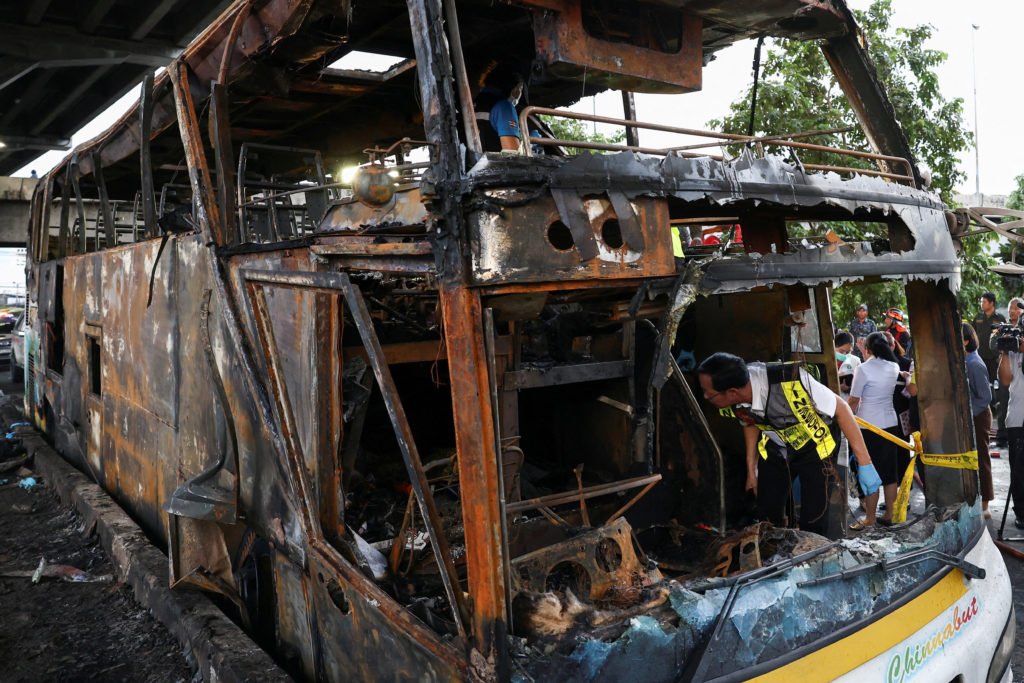 • Rescuers pulled children's bodies from the charred wreckage