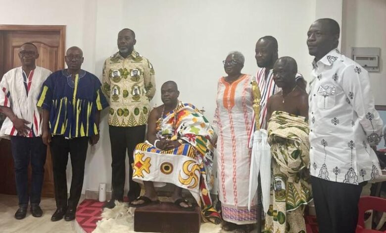 • Togbega Abutia Kodzo Gidi (seated) with NPP Vice Presidential Candidate, Dr Matthew Opoku Prempeh (third from left), Ms Elizabeth Ohene (fourth from right)