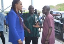 Mrs Jean Mensa (left) interacting with some participant after the meeting Photo Victor A. Buxton