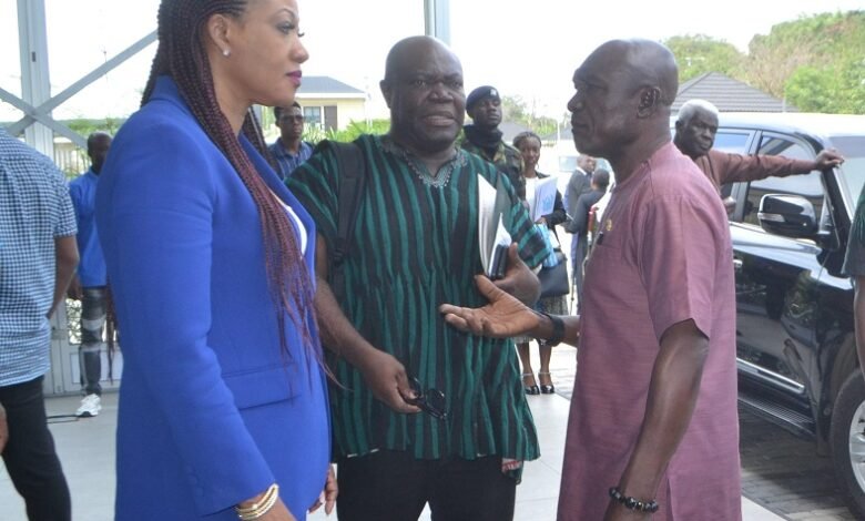 Mrs Jean Mensa (left) interacting with some participant after the meeting Photo Victor A. Buxton