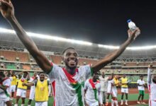 • Burkina Faso players celebrating their qualification after the victory