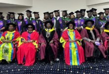 • Dignitaries with the graduands at the congregation