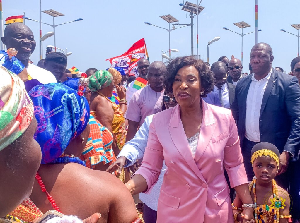 •
Ms Shirley Ayorkor Botchwey interacting with some queenmothers on arrival