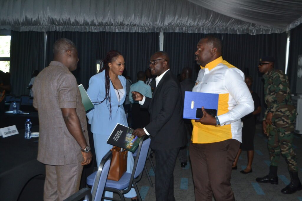 Mrs Jean Mensa (second from left) in a discussion with Nana Ohene Ntow
(second from right). With them are other dignitaries Photo: Victor A. Buxton