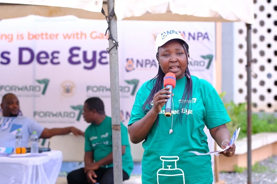 • Mrs Nyarko (inset) sensitising the public to LPG safety