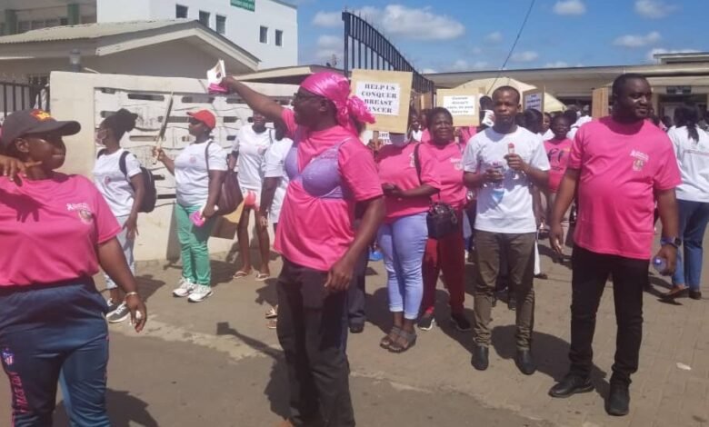 A breast cancer awareness walk in the Eastern Region