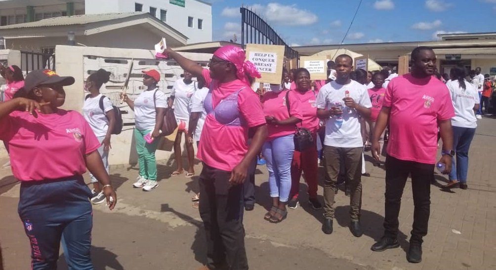 A breast cancer awareness walk in the Eastern Region