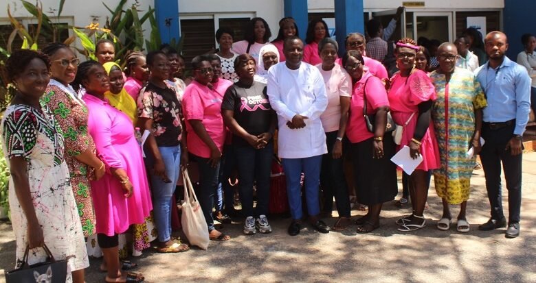 Mr. Ibrahim Oppong Kwarteng (sixth from right) with invited guests and breast cancer survival Photo:Ebo Gorman