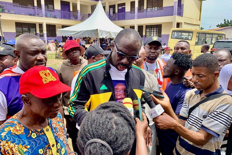 • Mr Awuah being interviewed by journalists