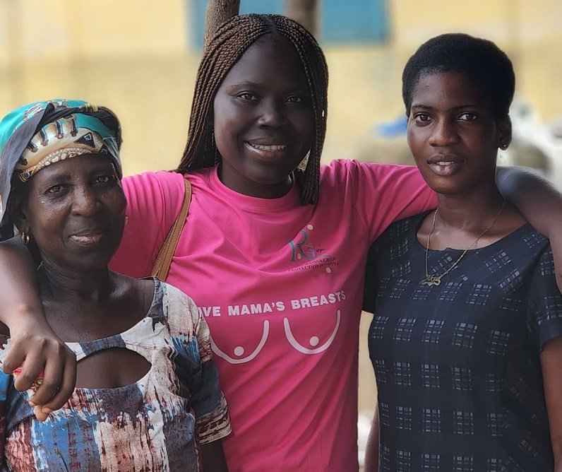 • Miss Raissa Sambou (middle) with two of the women she has interacted with