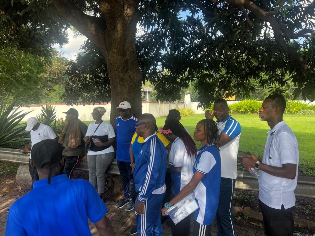 Nabia take a break during the walk