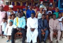 • Prophet Owusu Ansah (second from right seated) with some members of the congregation