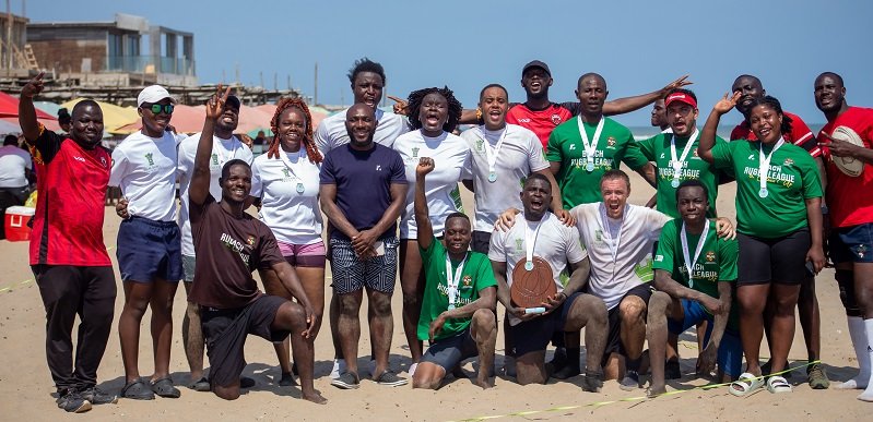• RLFG officials with players of Beaufort Properties and Wildlife Ghana with their trophy and medals