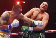 Tyson Fury (right) is convinced he would knock out Usyk in their rematch