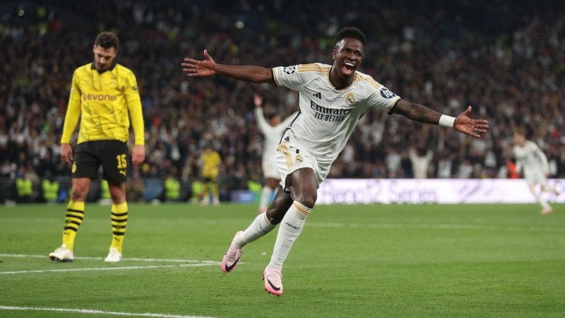 Vinicius Junior celebrates Real Madrid's second goal