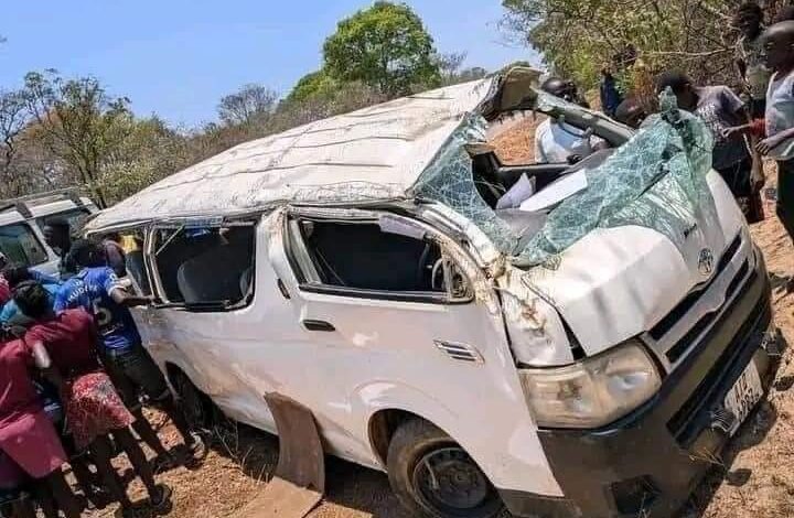 • Wreckage of the Haice bus which was carrying the players
