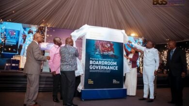 Prof. Boateng (second from left) with former Supreme Court Judge, Justice Jones Dotse, (left) and other dignitaries launching his book