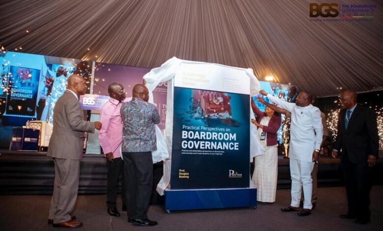 Prof. Boateng (second from left) with former Supreme Court Judge, Justice Jones Dotse, (left) and other dignitaries launching his book