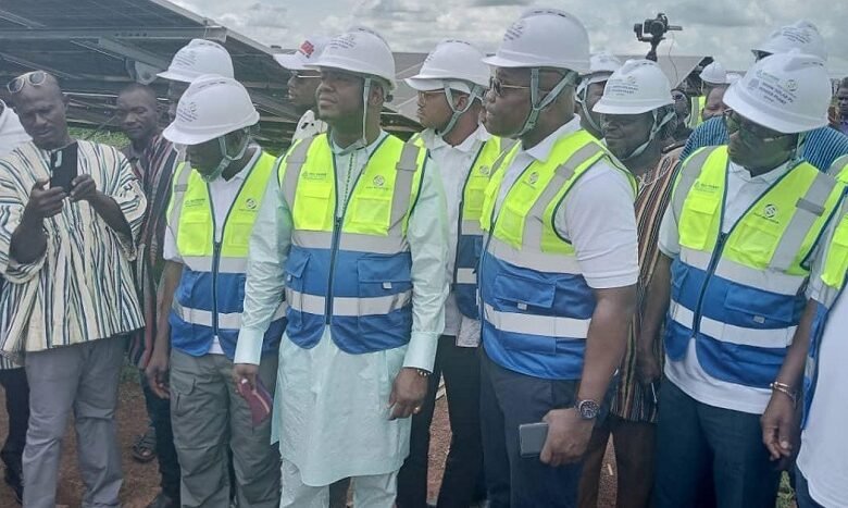 Mr Kofi Dzamasi (second from right) with Alhaji Farouk Aliu Mahama (third from left) and others inspecting progress of work at the plant site