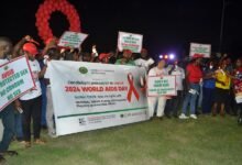 • Participants in a procession to mark World Aids Day in Accra Photo: Victor A. Buxton