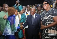 • President Akufo-Addo exchanging pleasantries with some members of the diaspora after having been sworn in as Ghanaian citizens