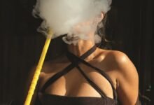 • A woman smoking shisha