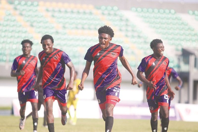 • Kojo Gyesi leading the celebration after the second goal