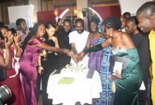 • Mr Daniel Dotse (middle) with other dignitaries cutting the anniversary cake Photo: Stephanie Birikorang