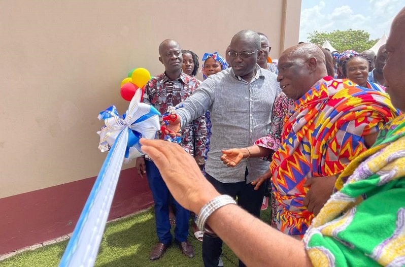 • Inset: Mr Martin Adjei-Mensah Korsah (middle) cutting a tape to inaugurate the facility