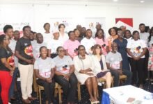 • Ms Kathleen Addy (seated third from right) with the participants after the training workshop Photo: Ebo Gorman