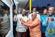 President Akufo-Addo (middle) unveiling the Cardinal Namdini Gold Mine