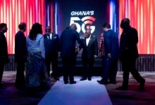 • President Akufo-Addo (third from right) shaking hands with other dignitaries after the launch