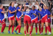 • USA players celebrating one of their goals