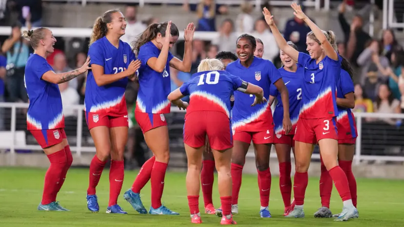 • USA players celebrating one of their goals