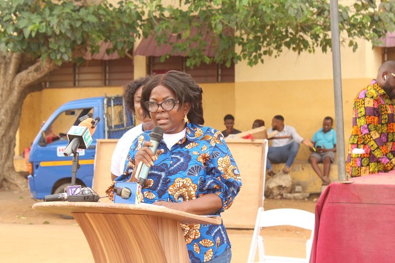 • Ms Lydia Seyram Alhassan (inset) addressing participants during the World Toilet Day celebration in Accra Photo: Ebo Gorman