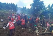 • Rescue workers are trying to reach people buried in the landslide