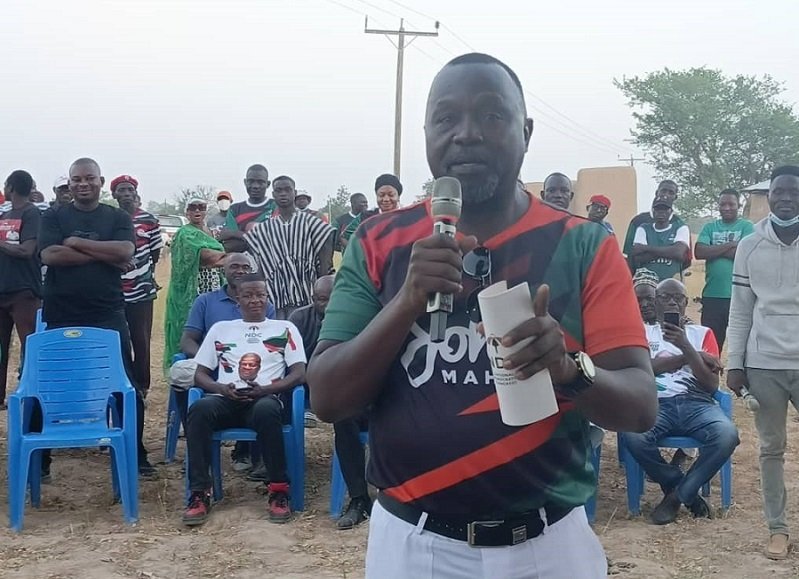 • Dominic Akuritinga Ayine (inset) addressing party enthusiasts at Dachio