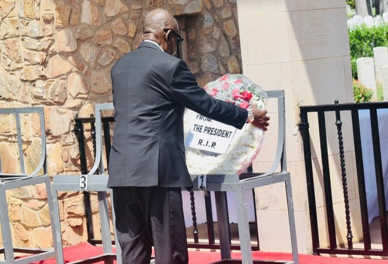 • Mr Albert Kan Dapaah laying a wreath at the ceremony Photo: Stephanie Birikorang