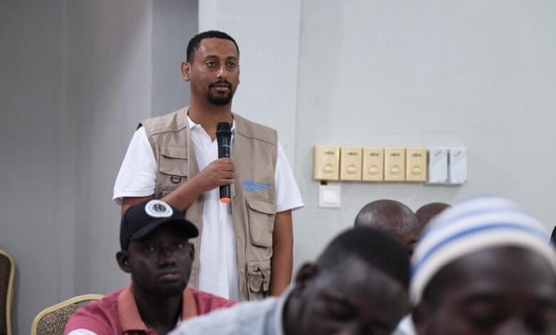 • Mr Abeshaw Gebru (inset) addressing participants at the workshop