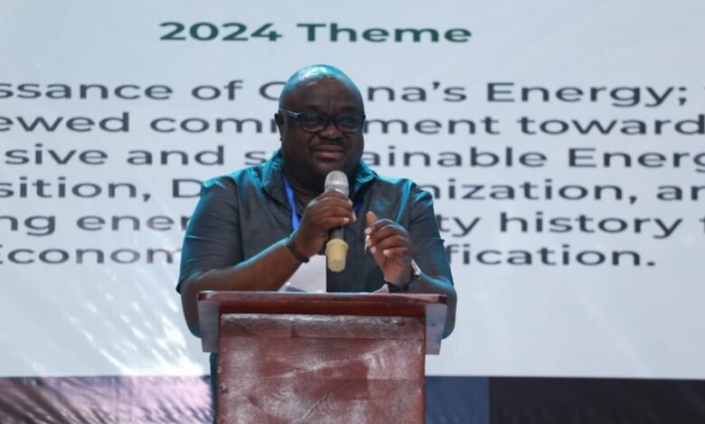 • Mr Boateng (inset) addressing the participants in the Ghana Energy Week