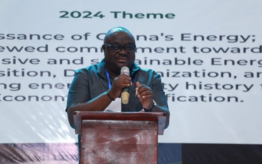 • Mr Boateng (inset) addressing the participants in the Ghana Energy Week