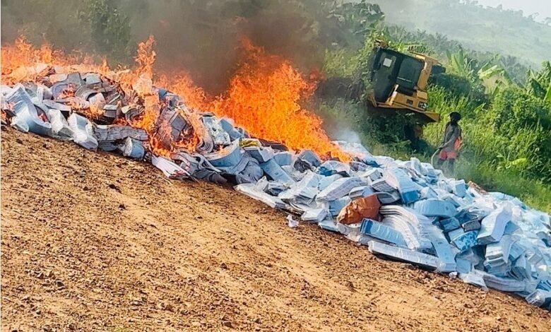 • The ballot papers in flames Photo: Stephanie Birikorang