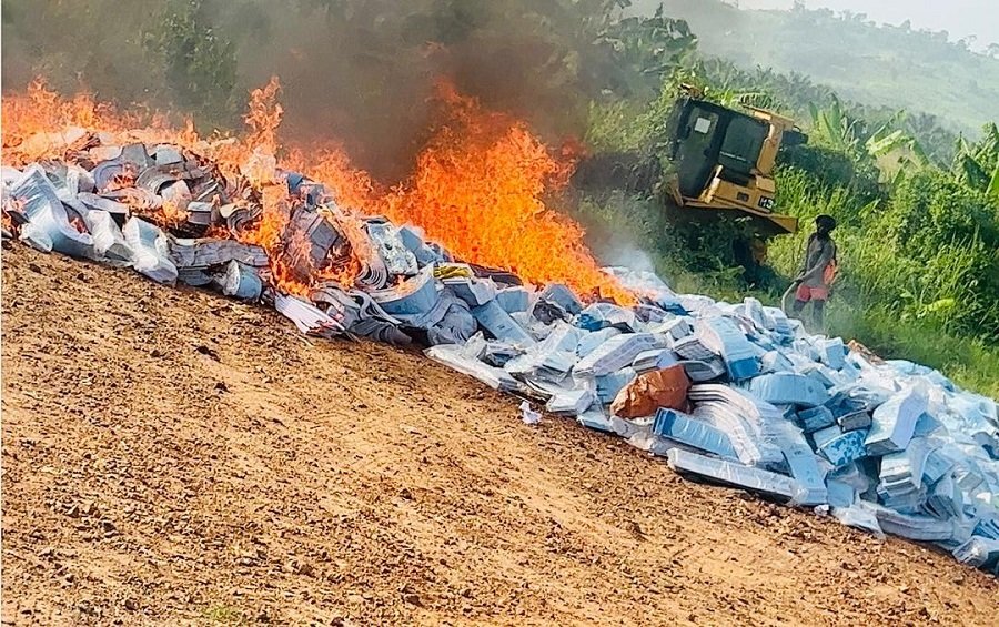 • The ballot papers in flames Photo: Stephanie Birikorang