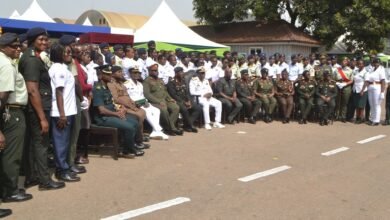 Real Admiral Yakubu (seated sixth from left) with Prof. Zakariah (seated sixth from right) MEMTs graduands and other officers Photo Victor A. Buxton