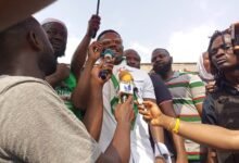 • MP-elect for Okaikwei South addressing the media and party faithful